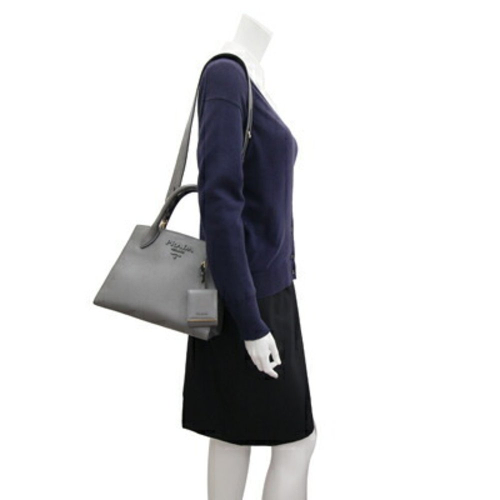 Prada Handbag 1BA156 Gray Calf Leather Women's PRADA - Picture 8 of 8